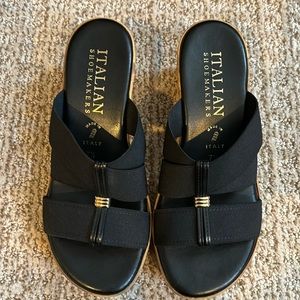 Italian Shoemakers cork wedge sandals black size 7.5